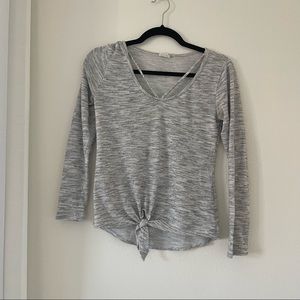 Caution to the Wind Long Sleeve Top with Tie bottom - size Small
